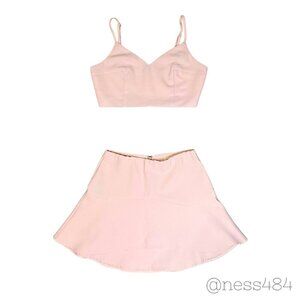 American Threads Pink Crop Top Spaghetti Strap‎ A Line Mini Skirt Set Small
